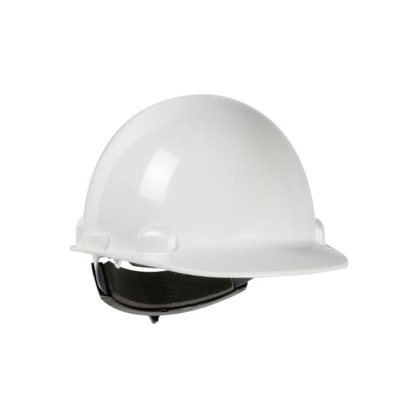 Dynamic Dom Cap Style Dome Hard Hat HDPE Shell, 6-Pt Suspension, Rachet Adjustment, White